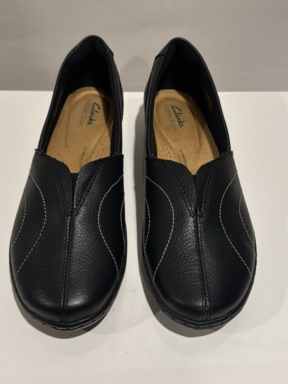 Clarks Black Womens Slip-On Casual Loafers